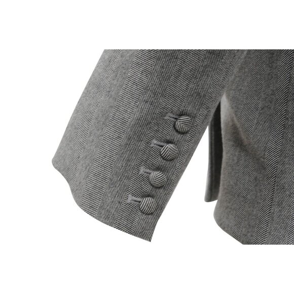 RTA Womens Herringbone Double Breasted Blazer Small White Grey Black Jacket - Picture 8 of 12